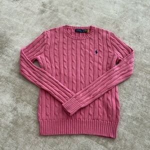 POLO Ralph Lauren Classic Pink Cotton Cableknit Sweater (XS)